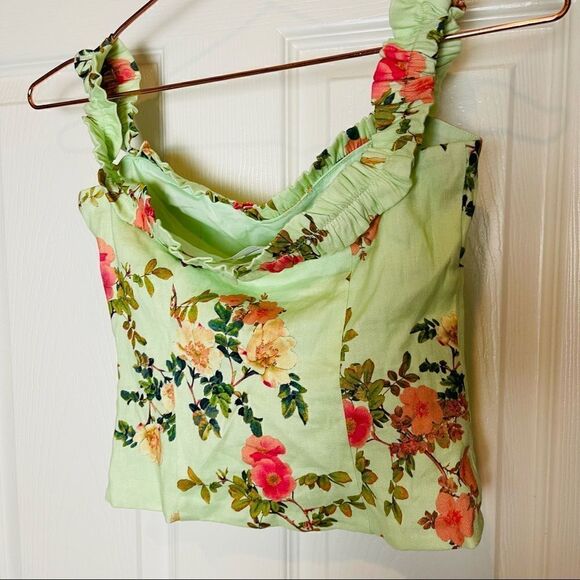 NWT Revolve Lovers & Friends Green Floral Crop Top XXS - Picture 4 of 5